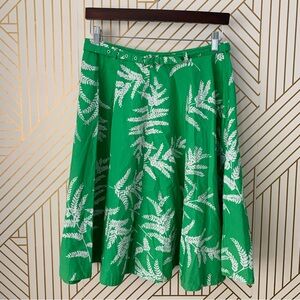 Tommy Hilfiger Retro 100% Cotton A Line Skirt Leaves Fern Leaf Print belted 4